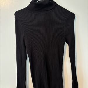 LOFT Black Ribbed Knit Turtleneck Sweater